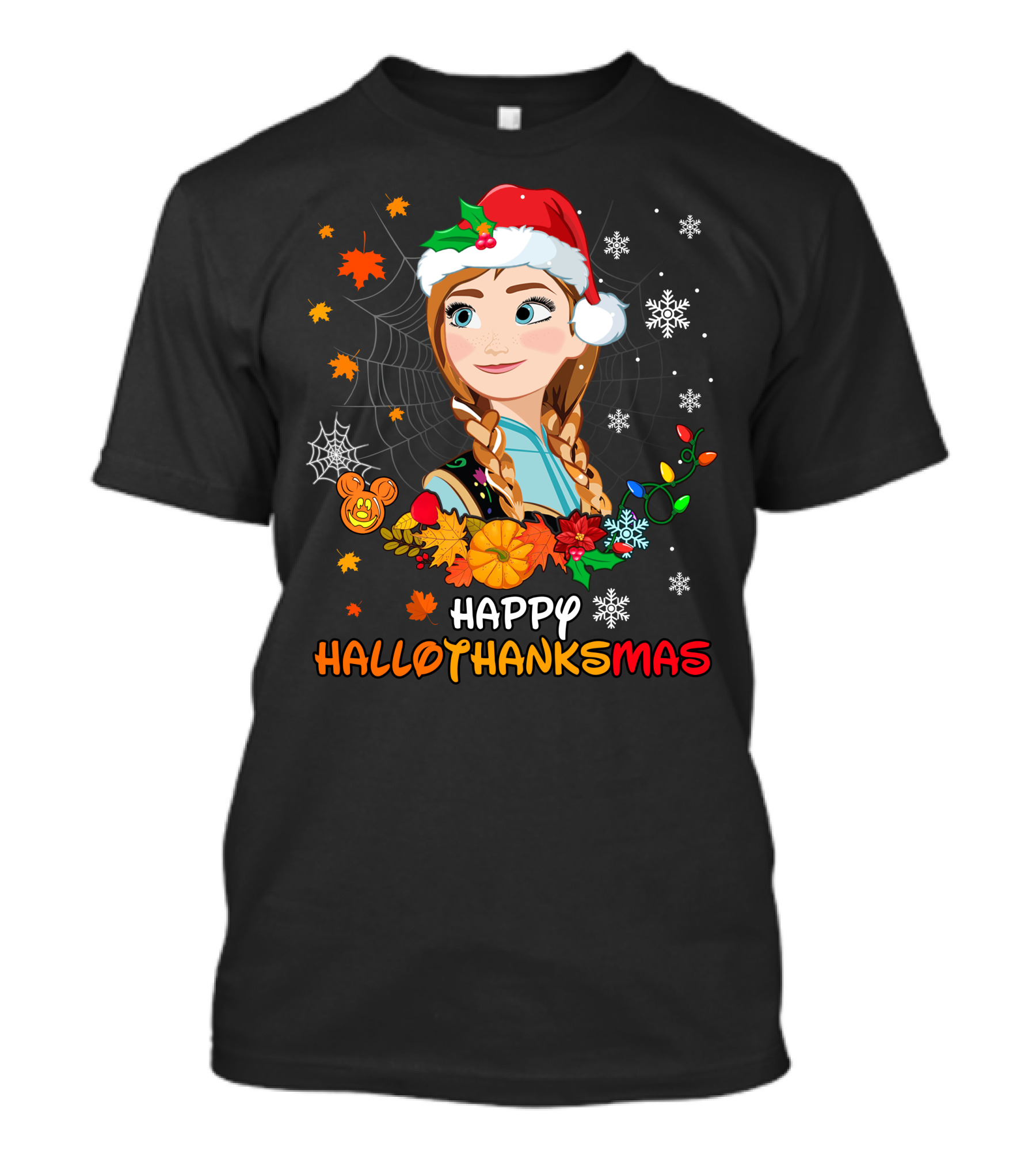 Happy Hallothanksmas Anna Christmas Holiday Theme T-Shirt