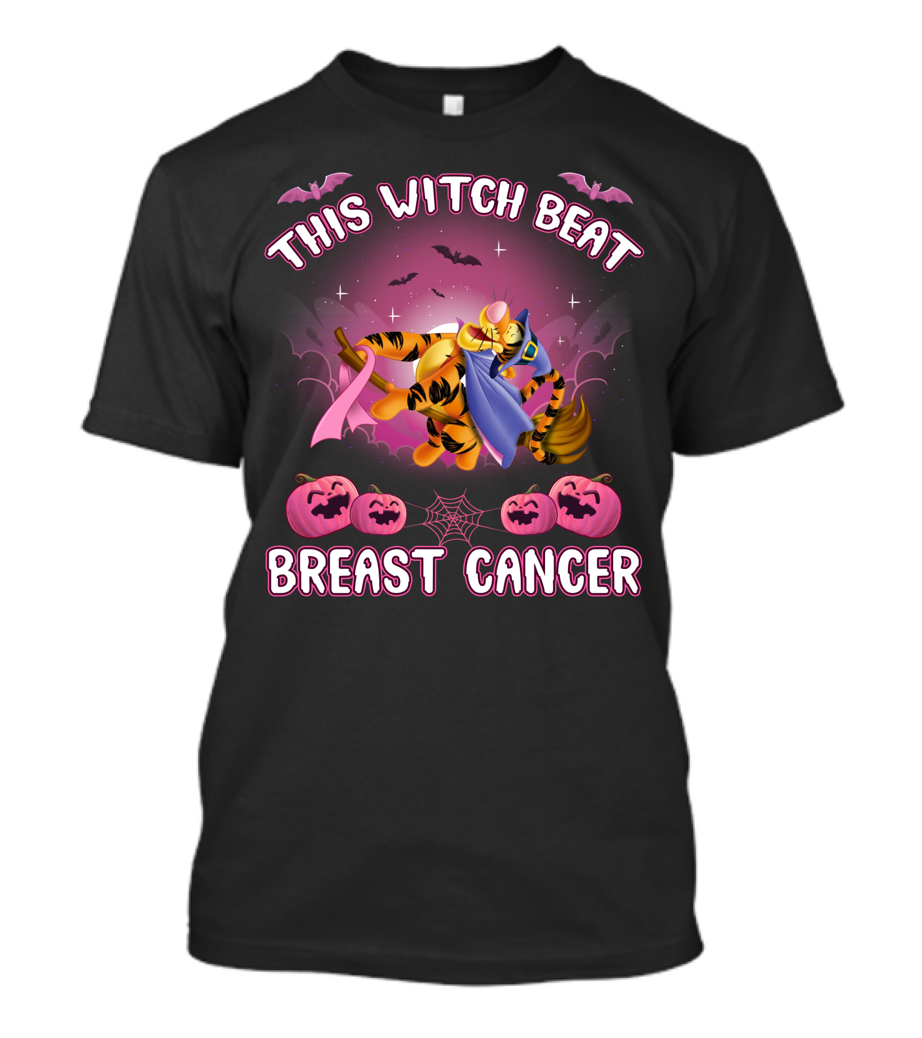 This Witch Beat Breast Cancer Tigger Halloween T-Shirt