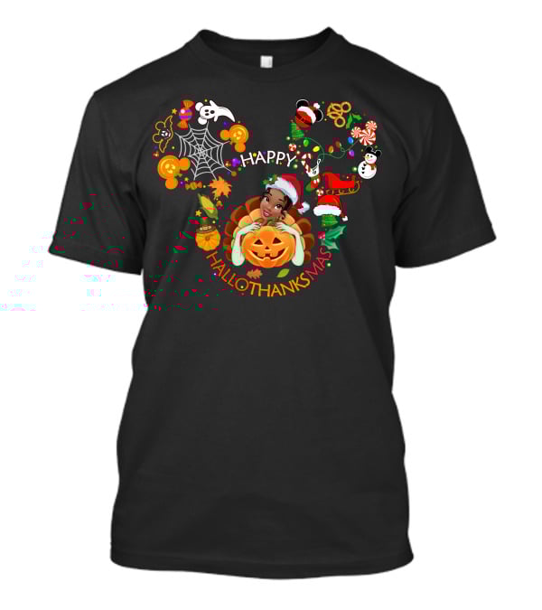 Happy Hallothanksmas Tiana Pumpkin Festive Disney Inspired T-Shirt