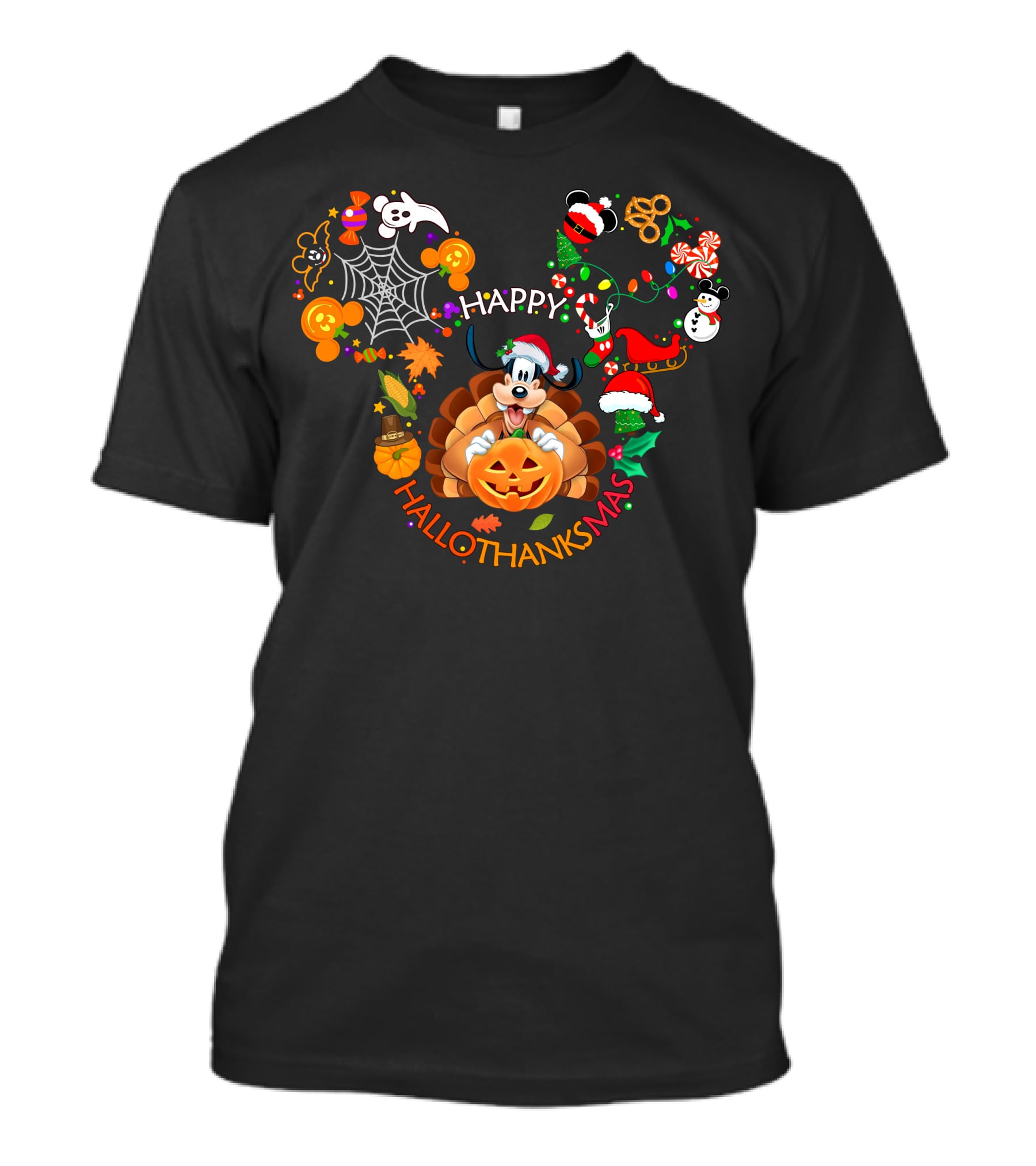 Goofy Happy Hallothanksmas Holiday Mashup Disney Character T-Shirt
