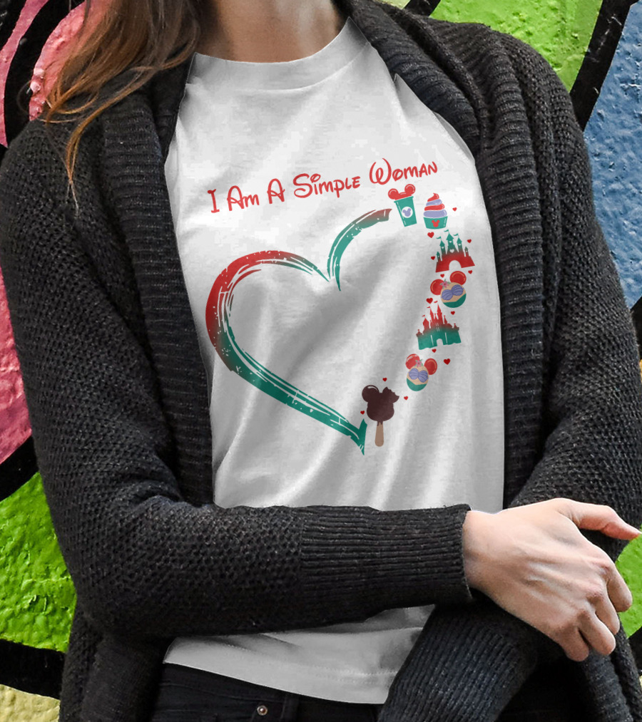 I Am A Simple Woman Ariel Castle Heart Icons T-Shirt