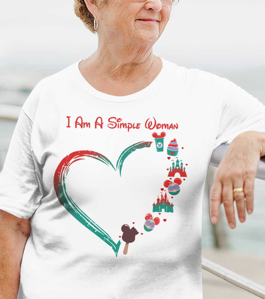 I Am A Simple Woman Ariel Castle Heart Icons T-Shirt