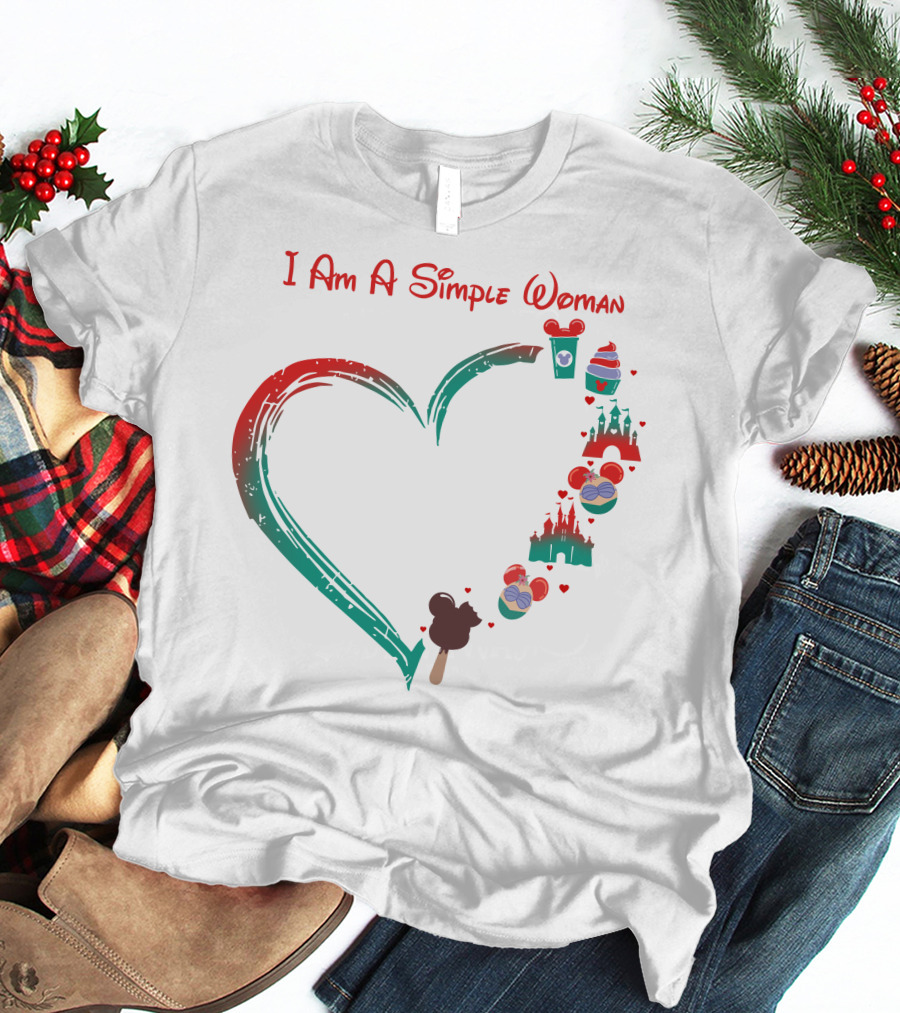 I Am A Simple Woman Ariel Castle Heart Icons T-Shirt