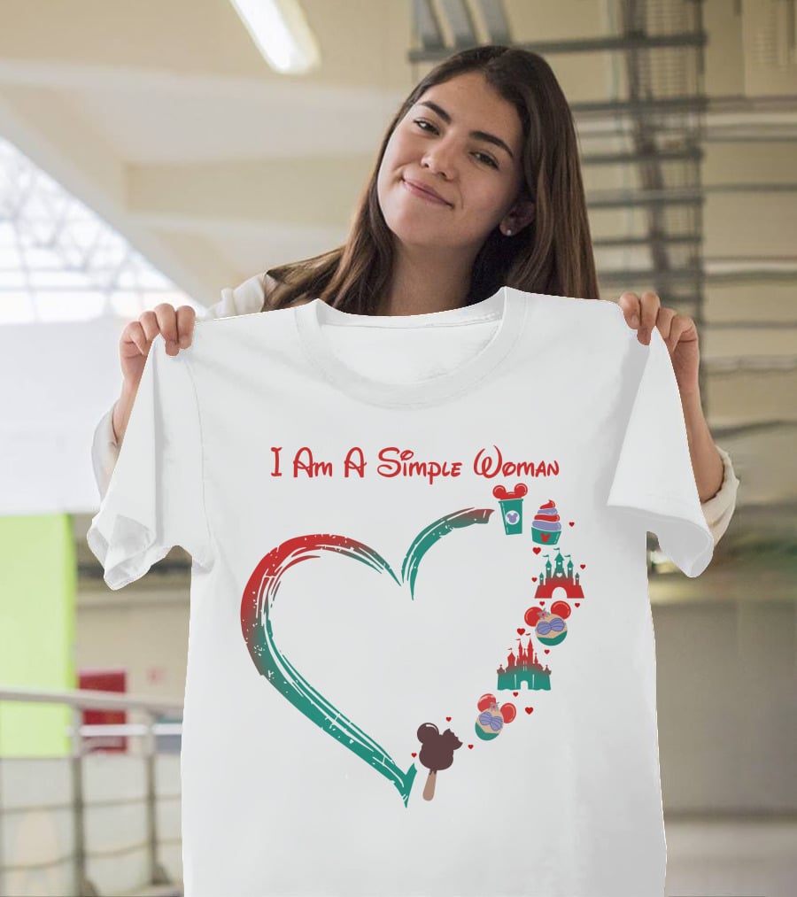I Am A Simple Woman Ariel Castle Heart Icons T-Shirt