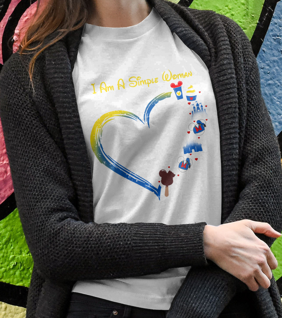 I Am A Simple Woman Disney Theme With Castle Mickey Mouse Ears Heart Highlight T-Shirt