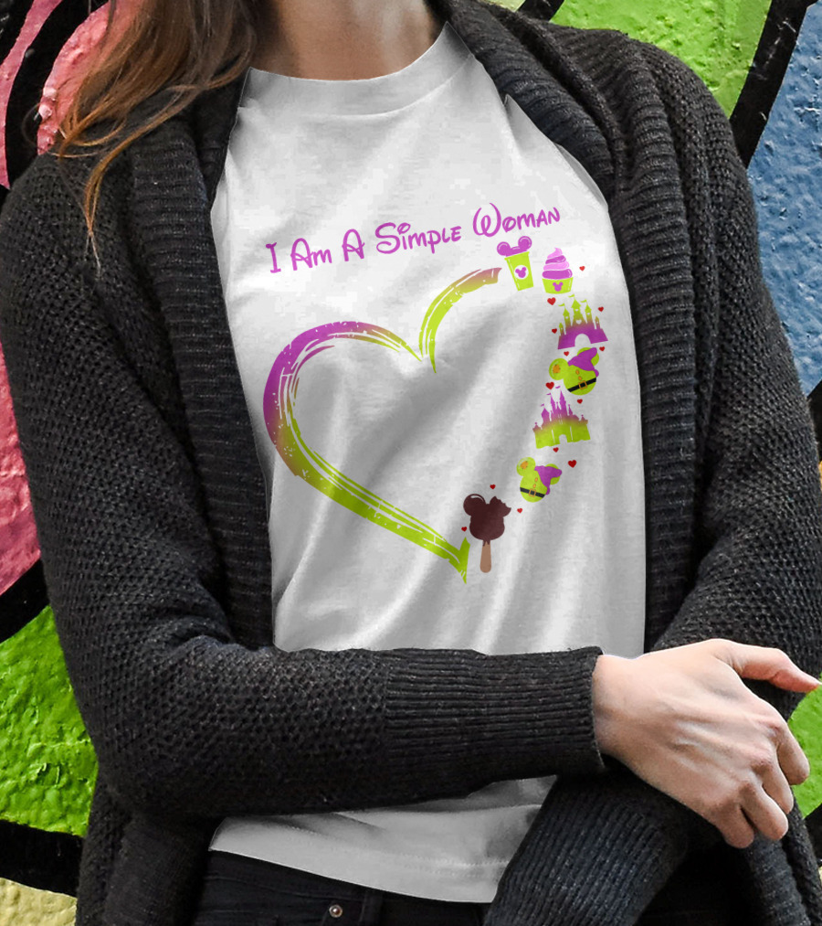 I Am A Simple Woman Castle Coffee Dopey Ice Cream Hearts T-Shirt