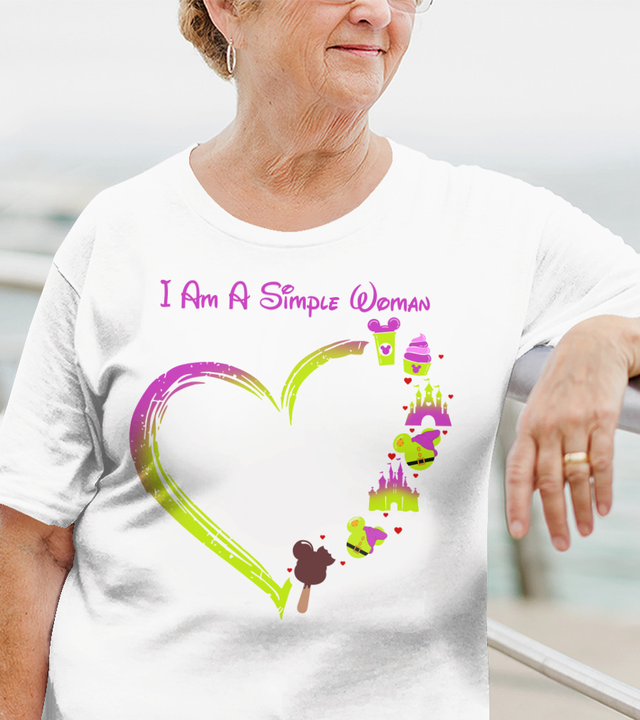 I Am A Simple Woman Castle Coffee Dopey Ice Cream Hearts T-Shirt