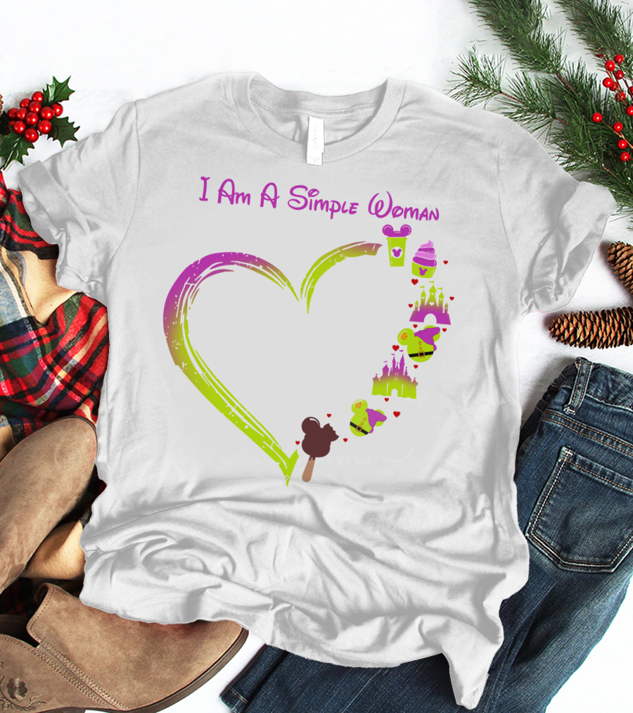 I Am A Simple Woman Castle Coffee Dopey Ice Cream Hearts T-Shirt