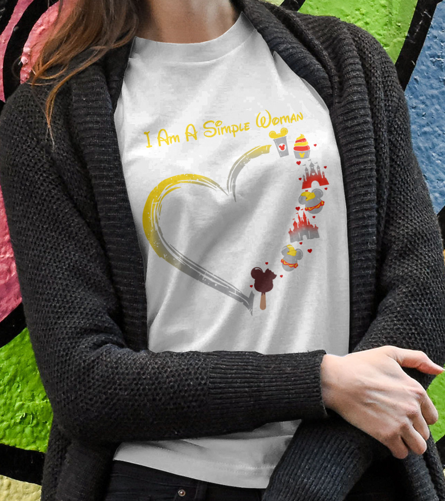I Am A Simple Woman With Dumbo Ice Cream And Castle Hearts T-Shirt
