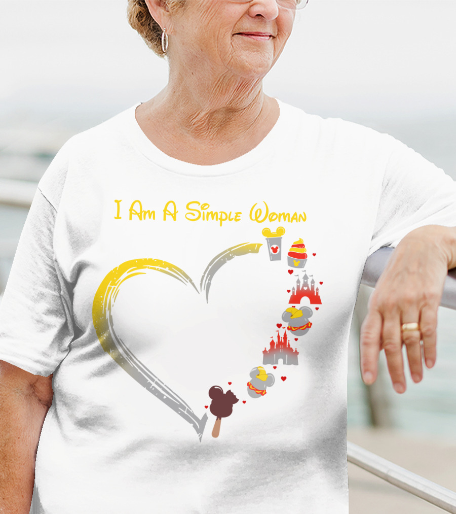 I Am A Simple Woman With Dumbo Ice Cream And Castle Hearts T-Shirt