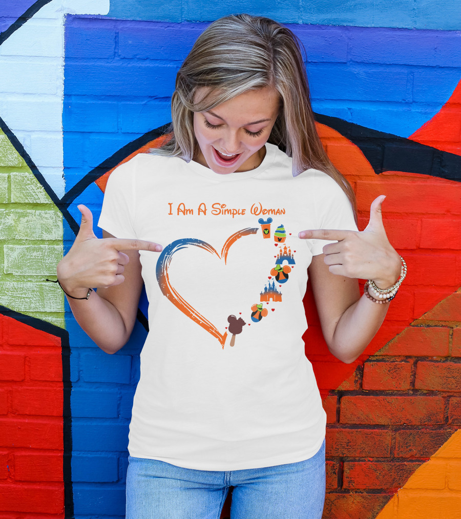I Am A Simple Woman Heart Mickey Ice Cream Castle Minnie Ears T-Shirt