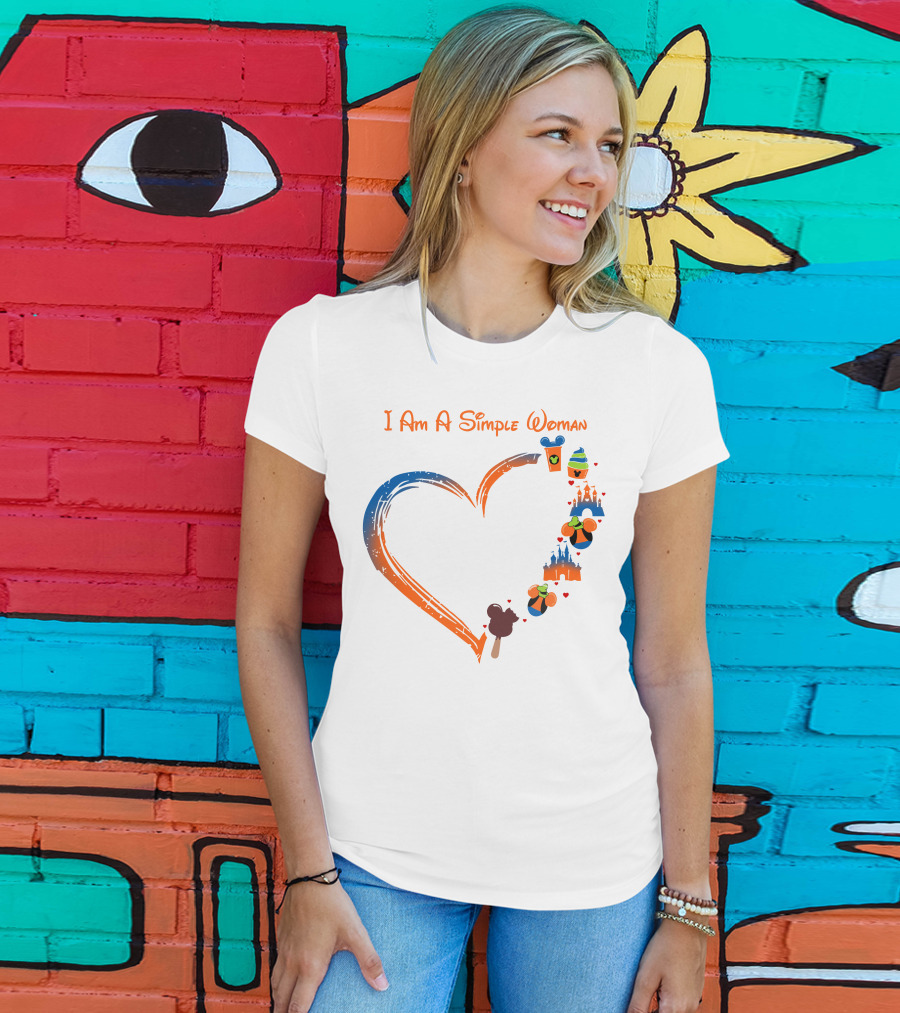 I Am A Simple Woman Heart Mickey Ice Cream Castle Minnie Ears T-Shirt