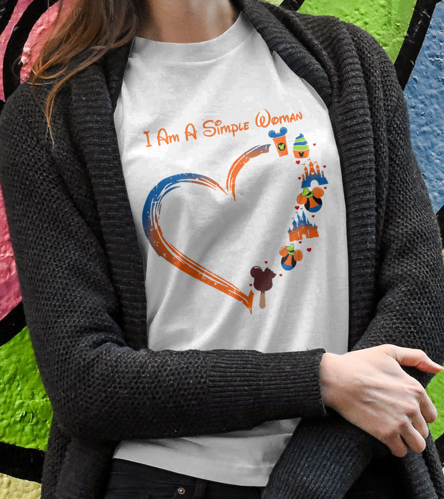 I Am A Simple Woman Heart Mickey Ice Cream Castle Minnie Ears T-Shirt