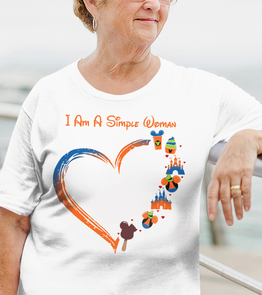 I Am A Simple Woman Heart Mickey Ice Cream Castle Minnie Ears T-Shirt