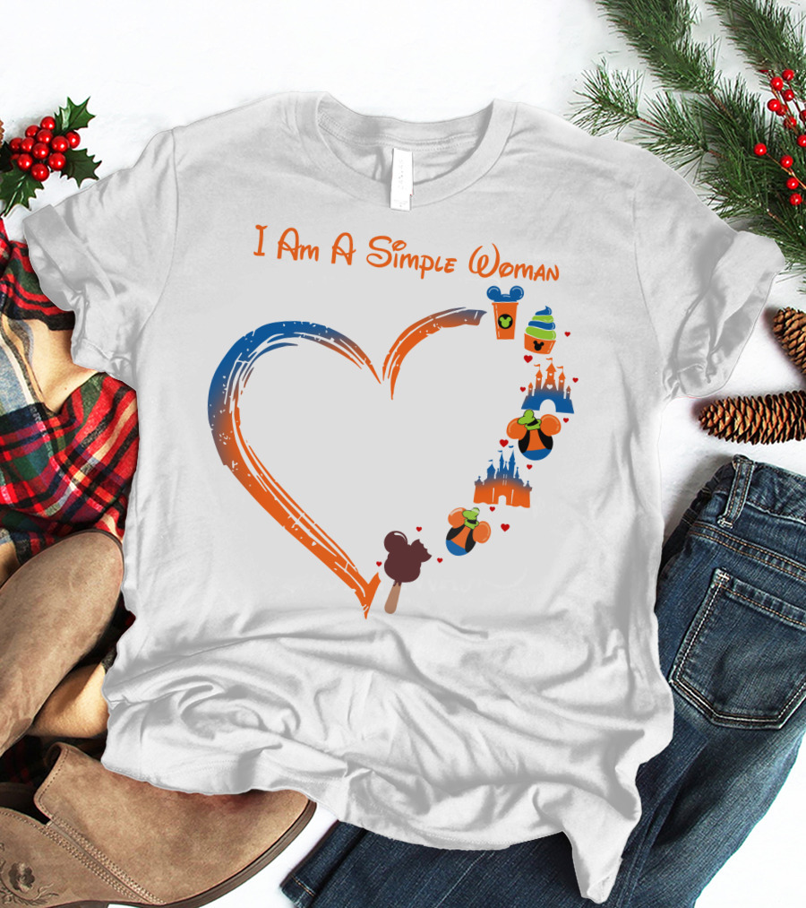 I Am A Simple Woman Heart Mickey Ice Cream Castle Minnie Ears T-Shirt
