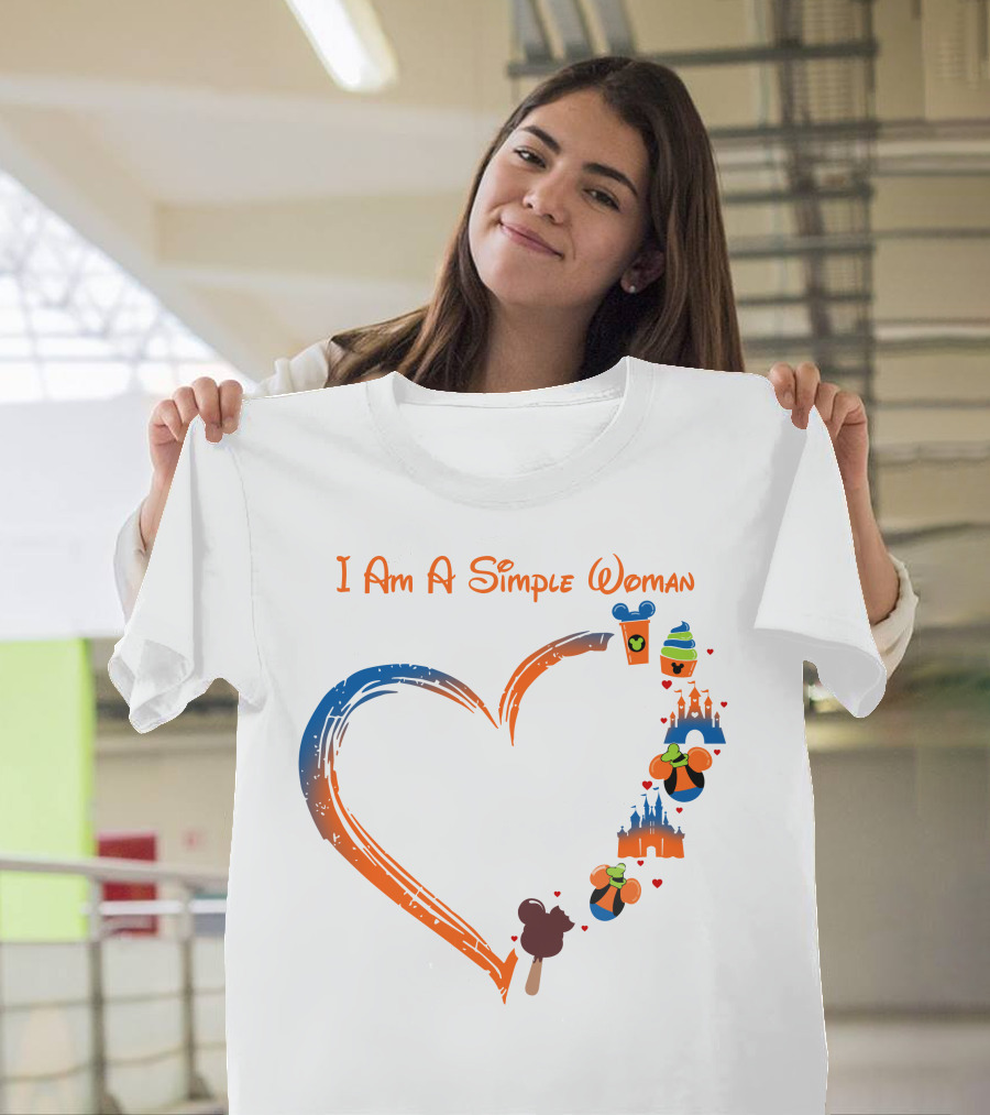 I Am A Simple Woman Heart Mickey Ice Cream Castle Minnie Ears T-Shirt