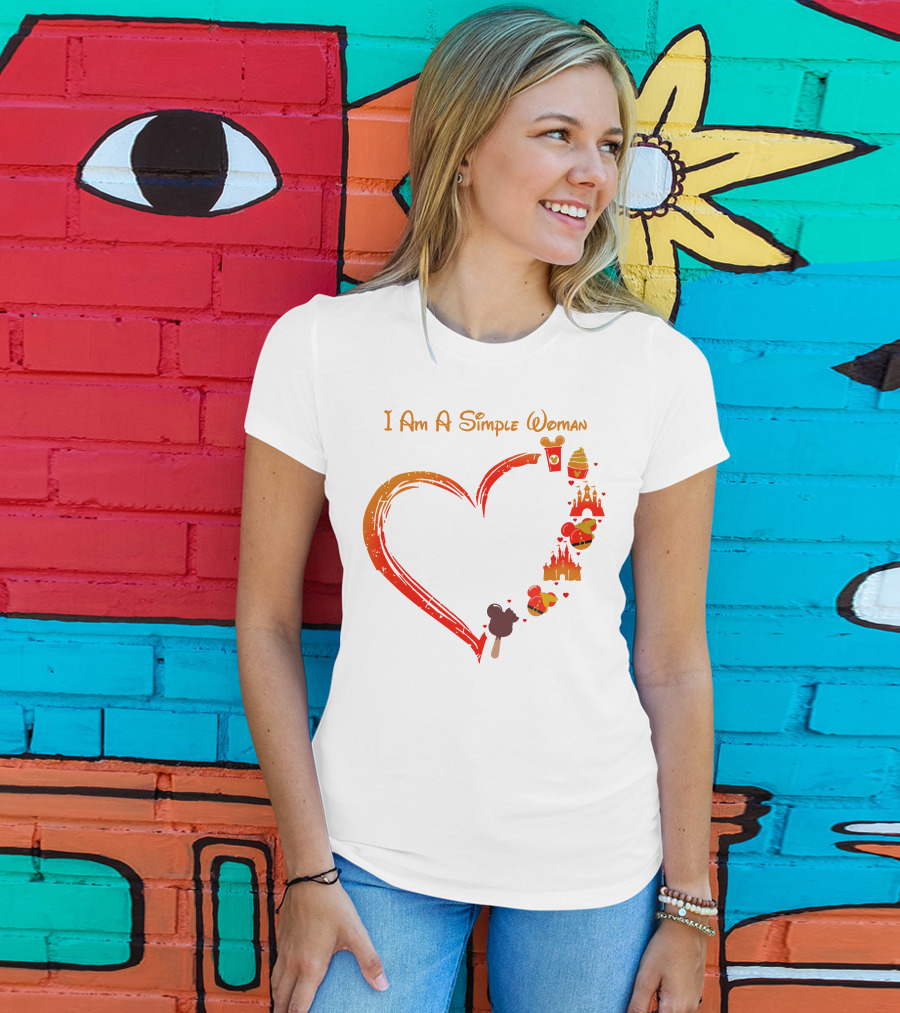 I Am A Simple Woman Heart Castle Ice Cream Disney Icons T-Shirt