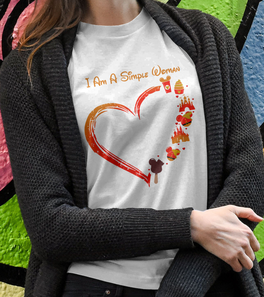 I Am A Simple Woman Heart Castle Ice Cream Disney Icons T-Shirt