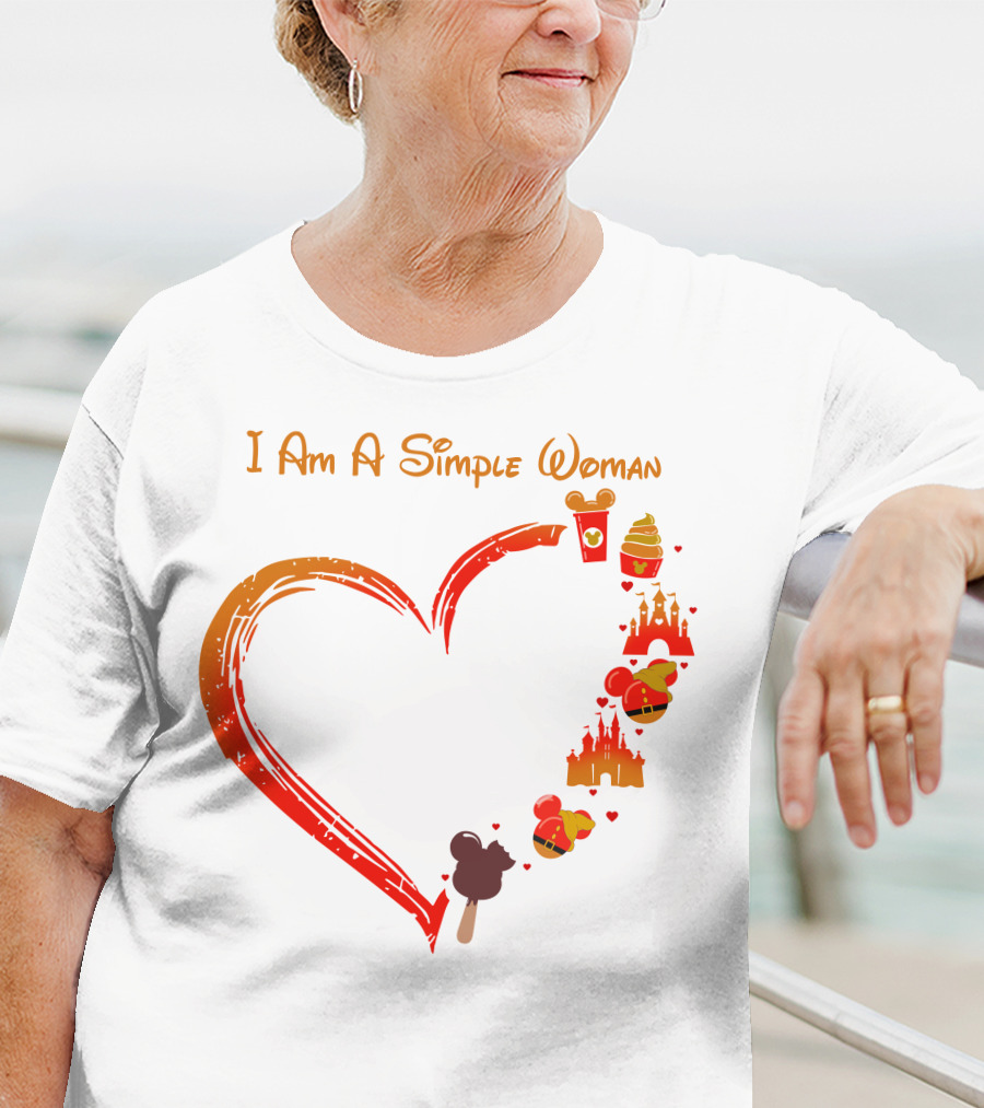 I Am A Simple Woman Heart Castle Ice Cream Disney Icons T-Shirt