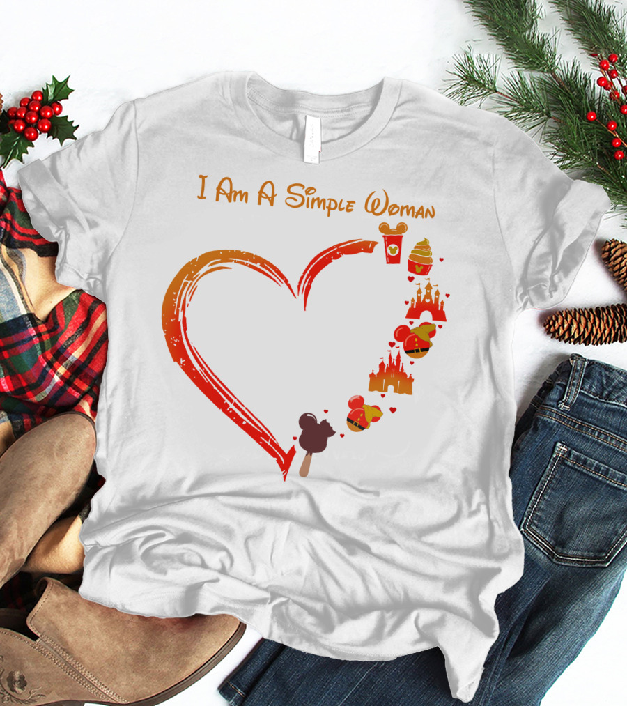 I Am A Simple Woman Heart Castle Ice Cream Disney Icons T-Shirt