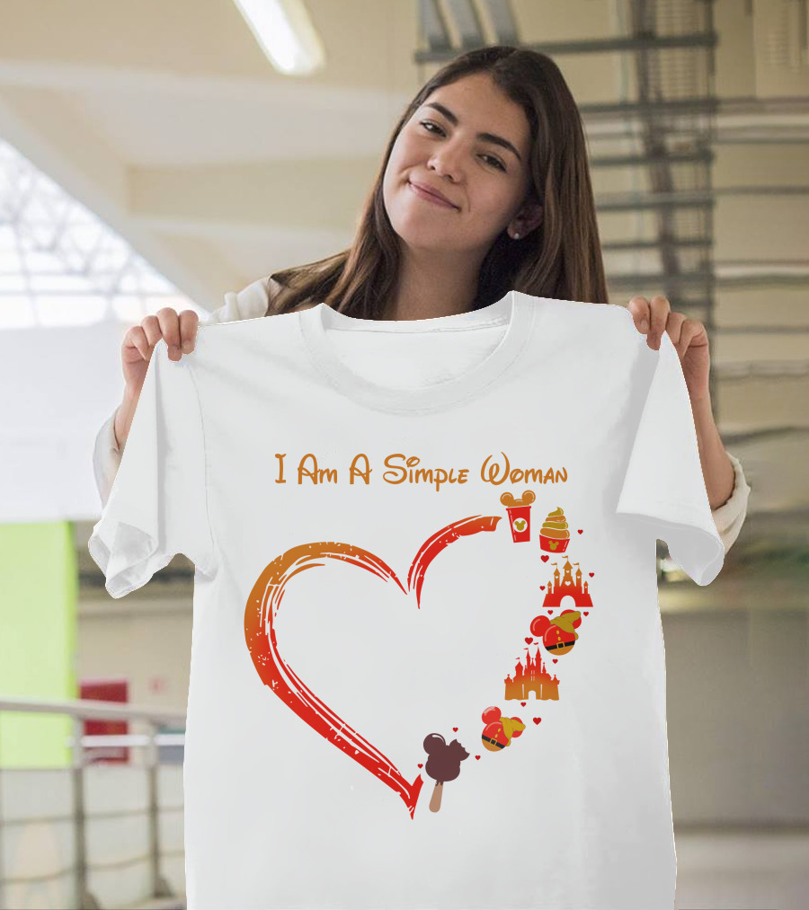 I Am A Simple Woman Heart Castle Ice Cream Disney Icons T-Shirt