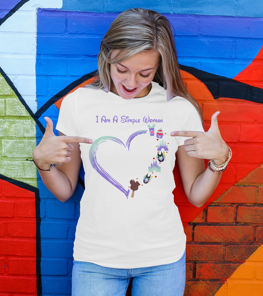 I Am A Simple Woman Heart With Maleficent Castle Ice Cream Cupcake Coffee T-Shirt
