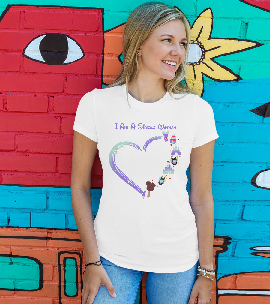 I Am A Simple Woman Heart With Maleficent Castle Ice Cream Cupcake Coffee T-Shirt