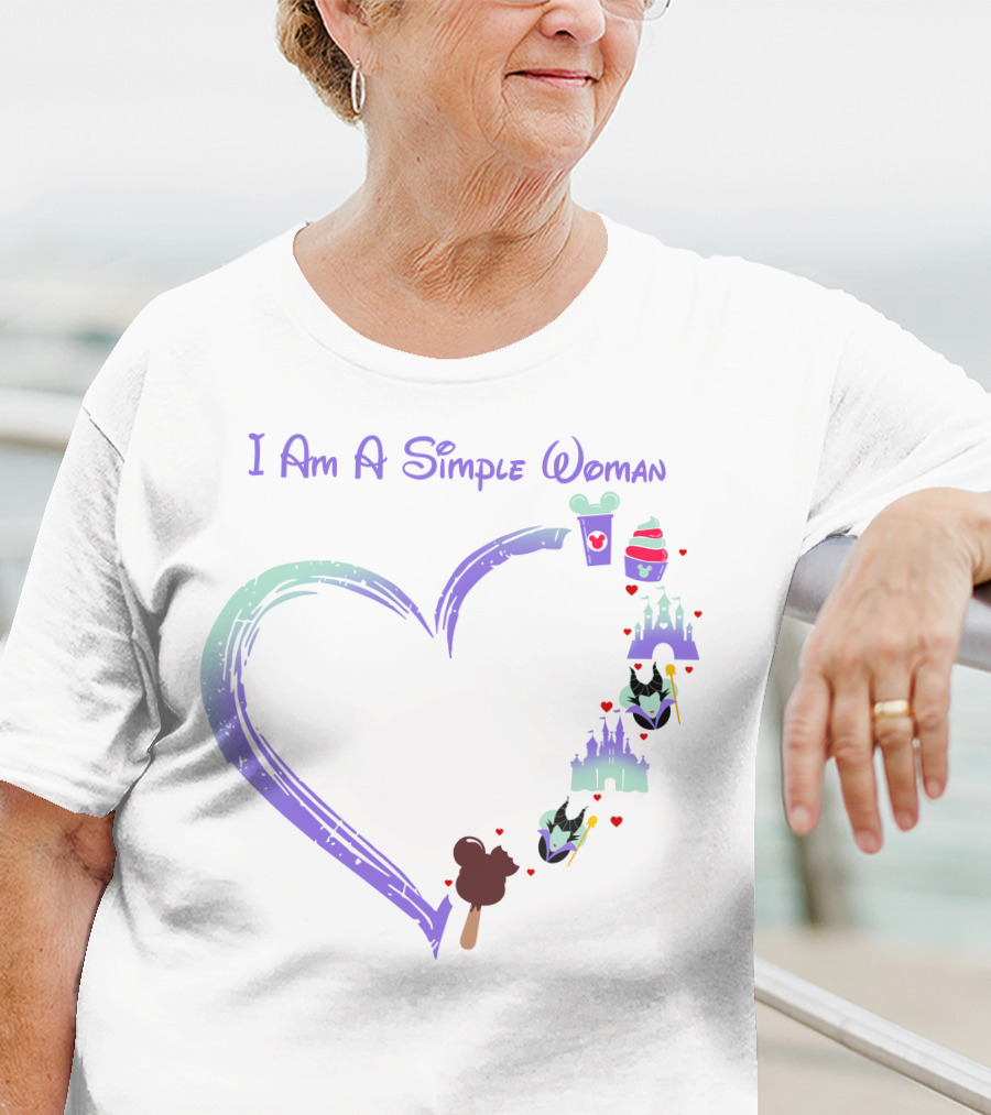 I Am A Simple Woman Heart With Maleficent Castle Ice Cream Cupcake Coffee T-Shirt
