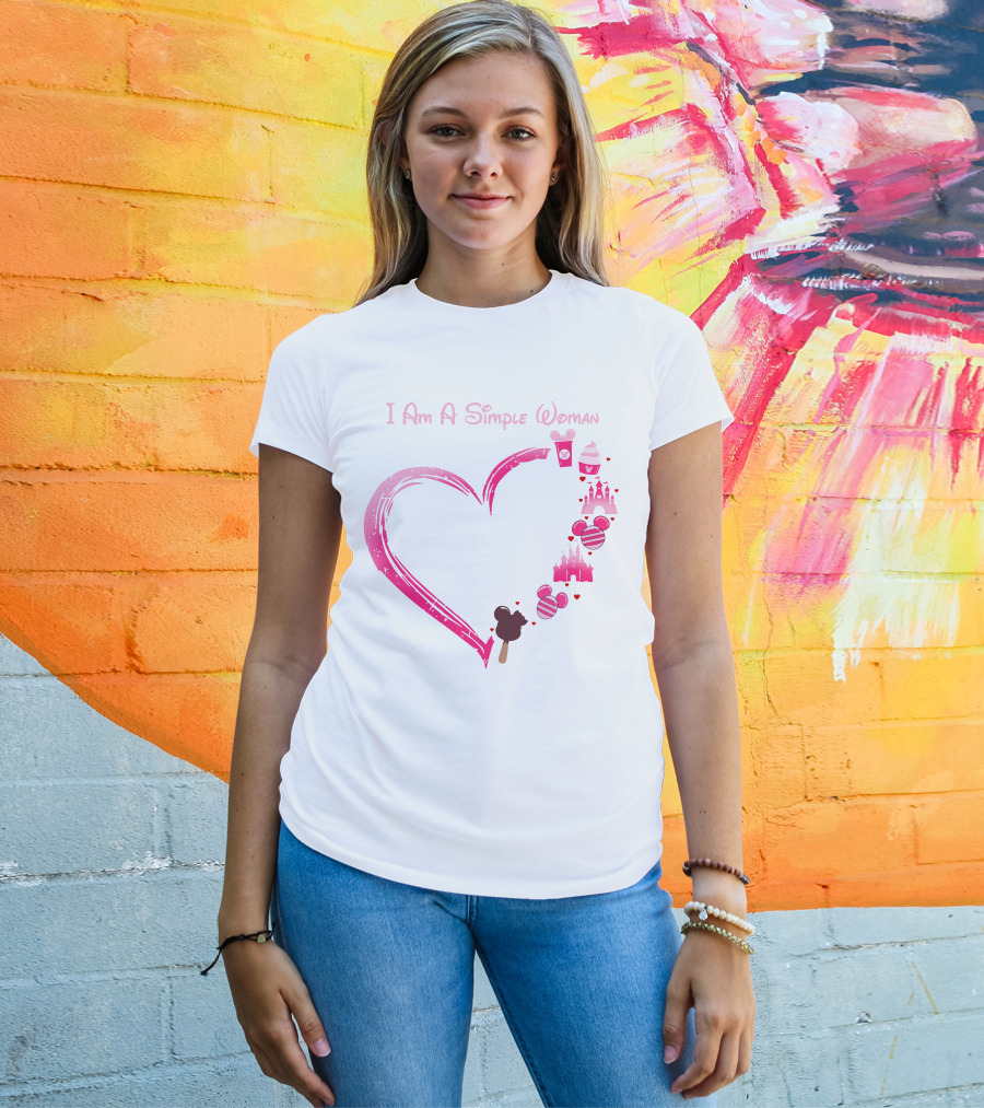 I Am A Simple Woman Heart With Ice Cream And Castle T-Shirt