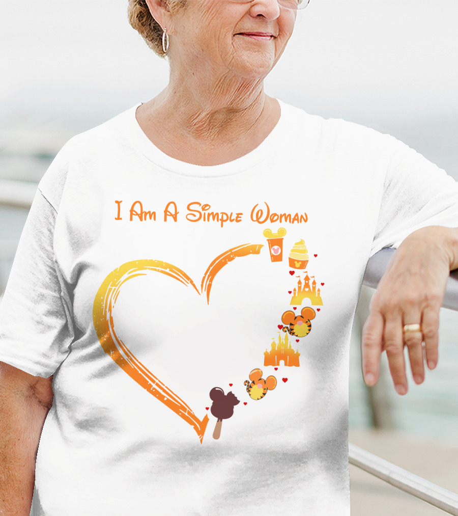 I Am A Simple Woman Mickey Treats Castle Heart T-Shirt