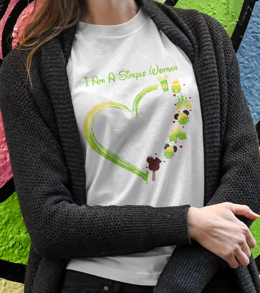 I Am A Simple Woman Tinkerbell Mickey Ears Castle Icons T-Shirt