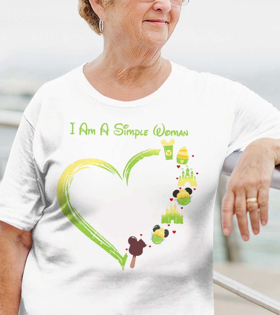 I Am A Simple Woman Tinkerbell Mickey Ears Castle Icons T-Shirt