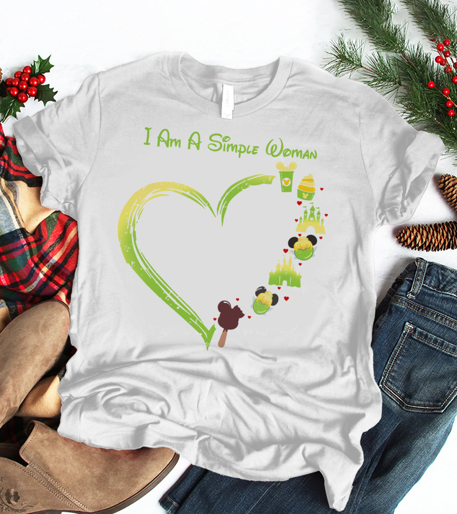 I Am A Simple Woman Tinkerbell Mickey Ears Castle Icons T-Shirt