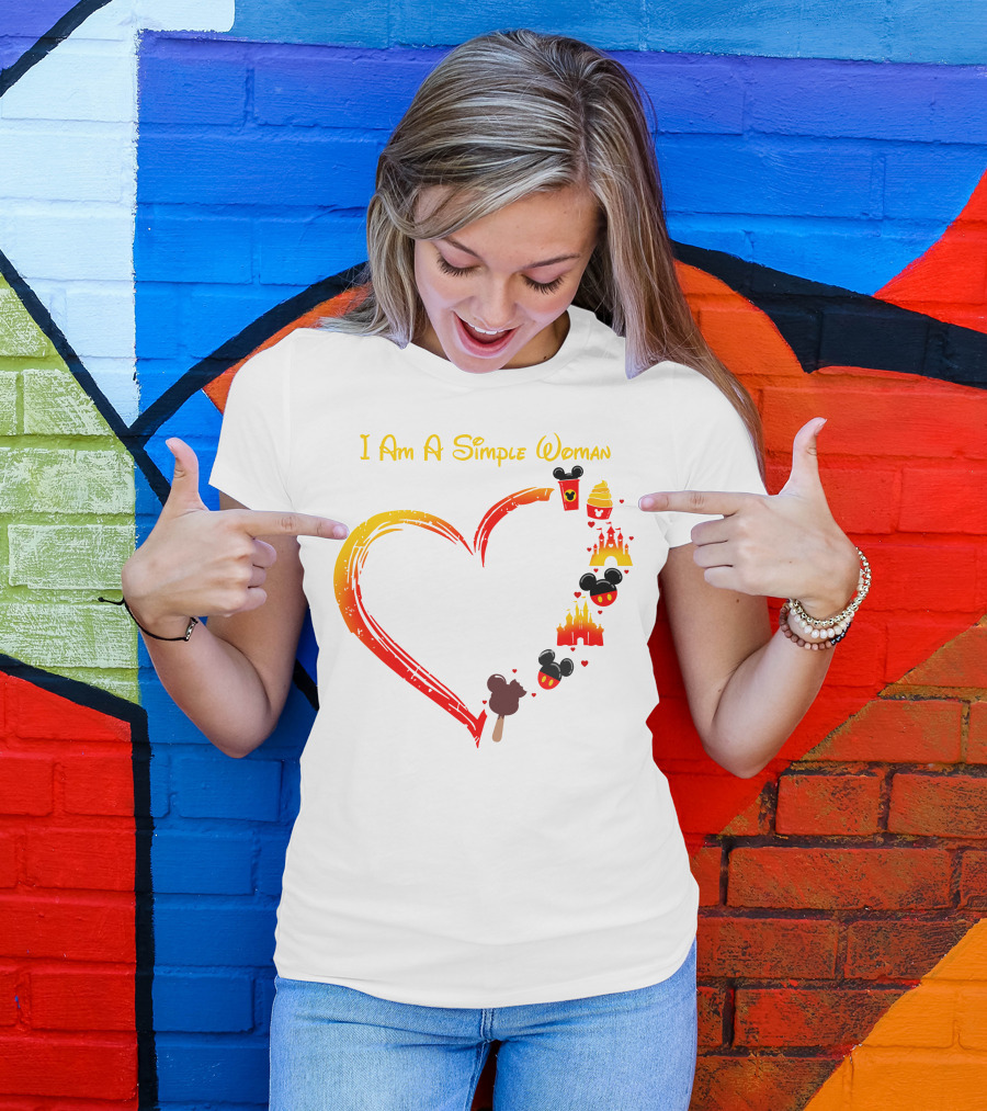 I Am A Simple Woman Heart Mickey Mouse Ice Cream Castle Icons T-Shirt