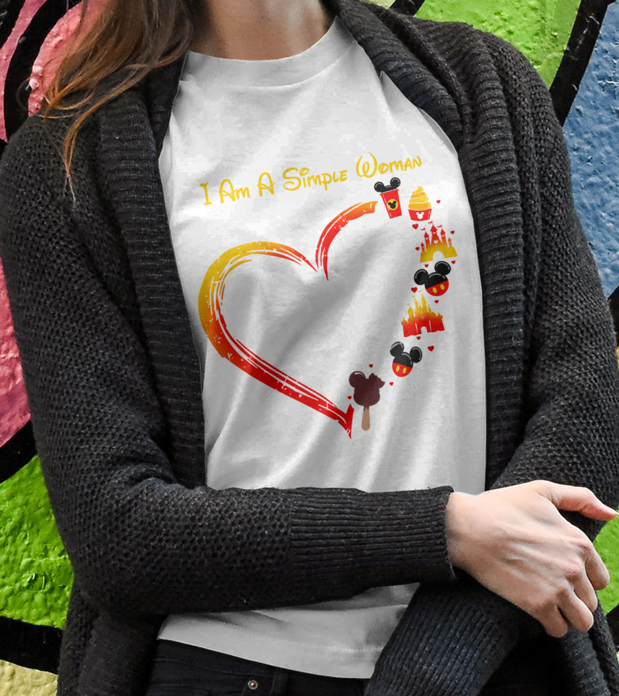 I Am A Simple Woman Heart Mickey Mouse Ice Cream Castle Icons T-Shirt