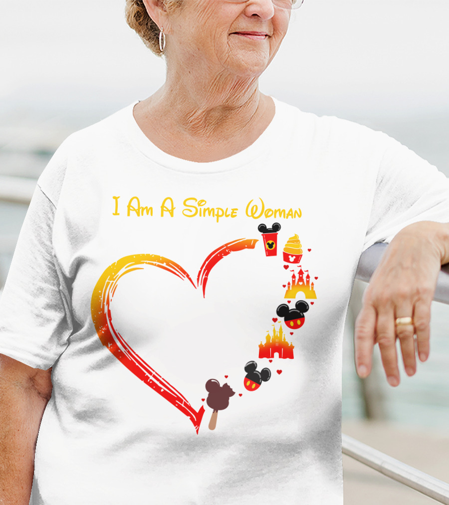 I Am A Simple Woman Heart Mickey Mouse Ice Cream Castle Icons T-Shirt