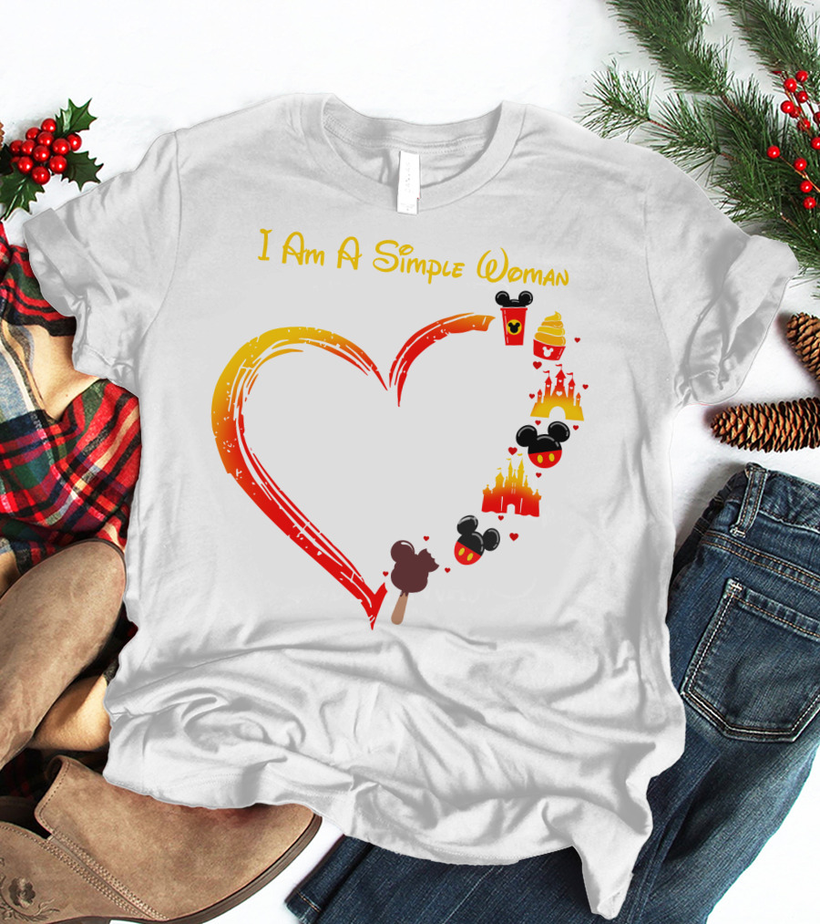 I Am A Simple Woman Heart Mickey Mouse Ice Cream Castle Icons T-Shirt