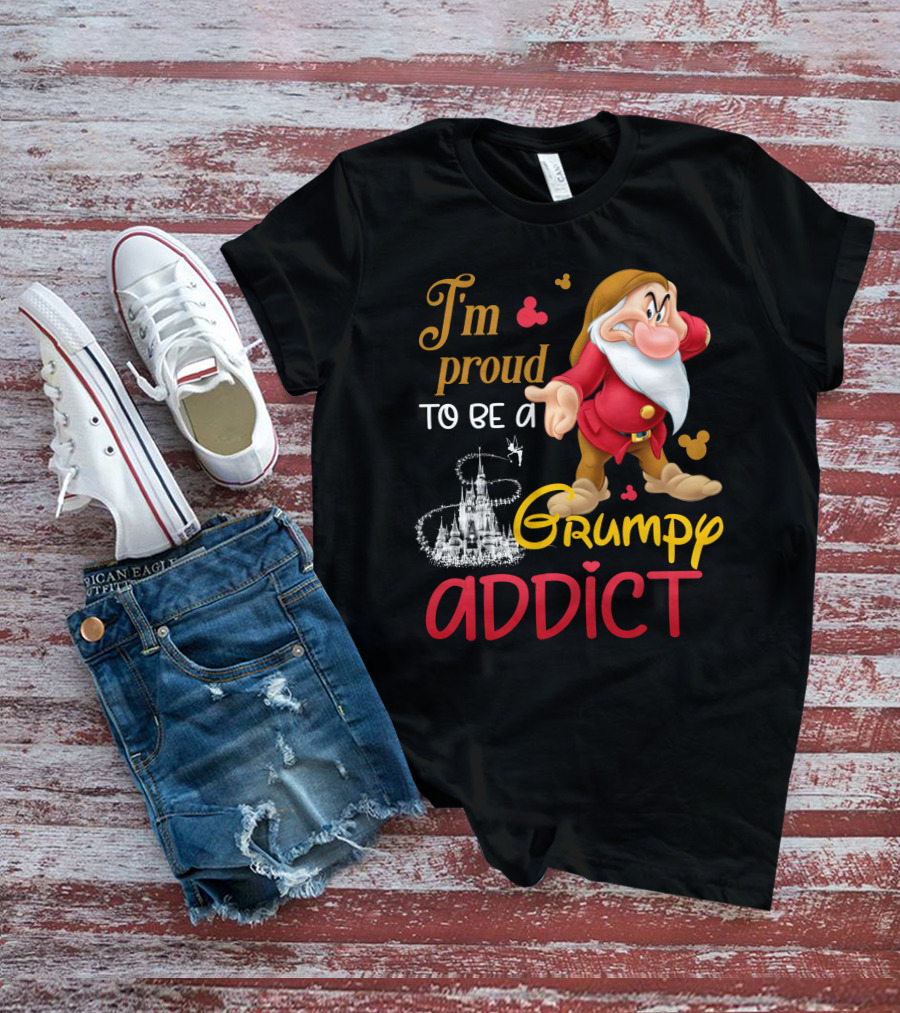 I'm Proud To Be A Grumpy Addict Disney Castle And Character T-Shirt
