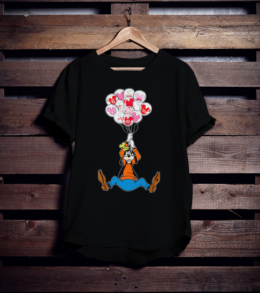 Goofy Balloons Mickey Love Valentine's Xo Hug Minnie Organic T-Shirt