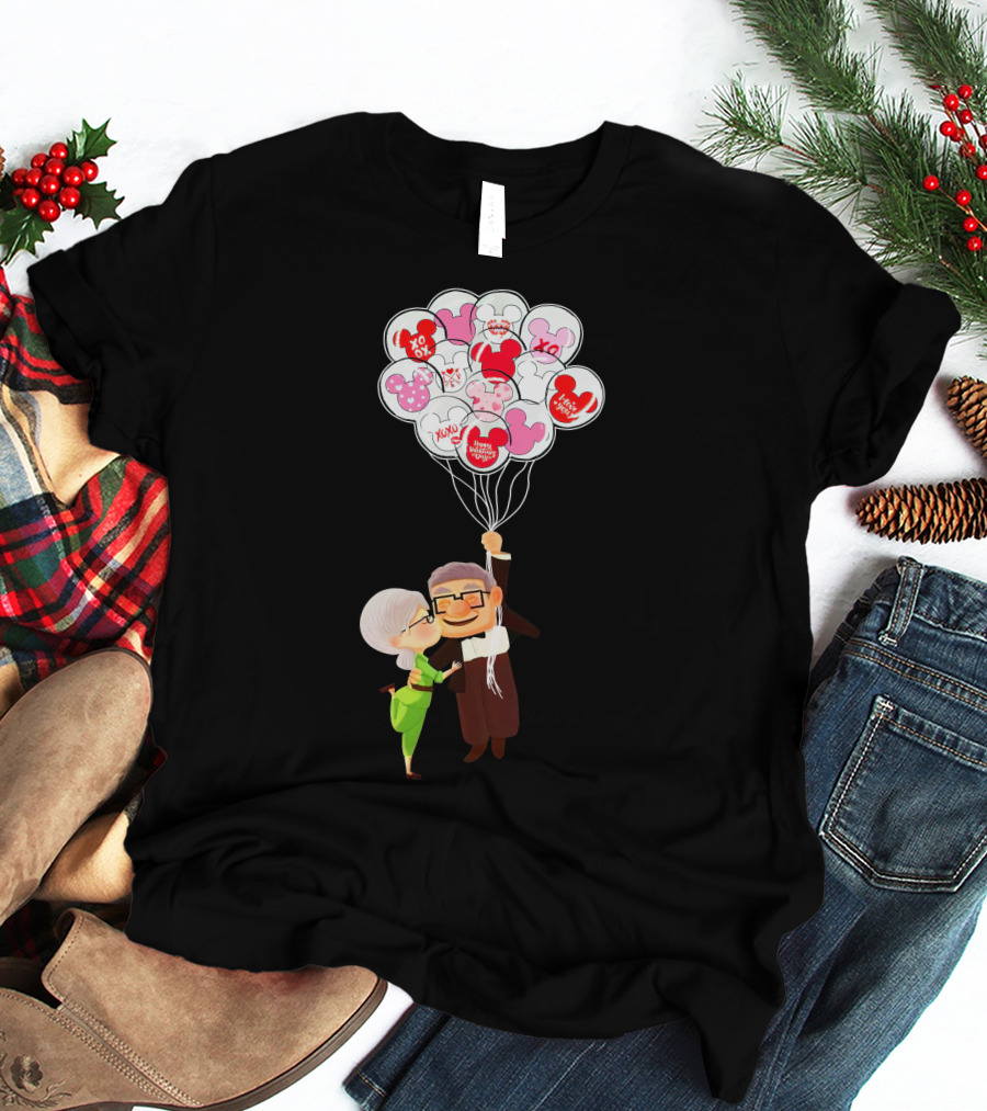 Carl And Ellie Up Balloons Love Adventure Minnie Mickey Mouse T-Shirt