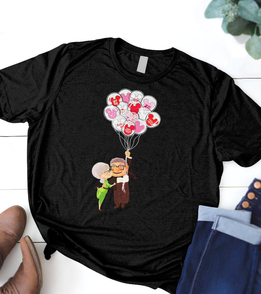 Carl And Ellie Up Balloons Love Adventure Minnie Mickey Mouse T-Shirt