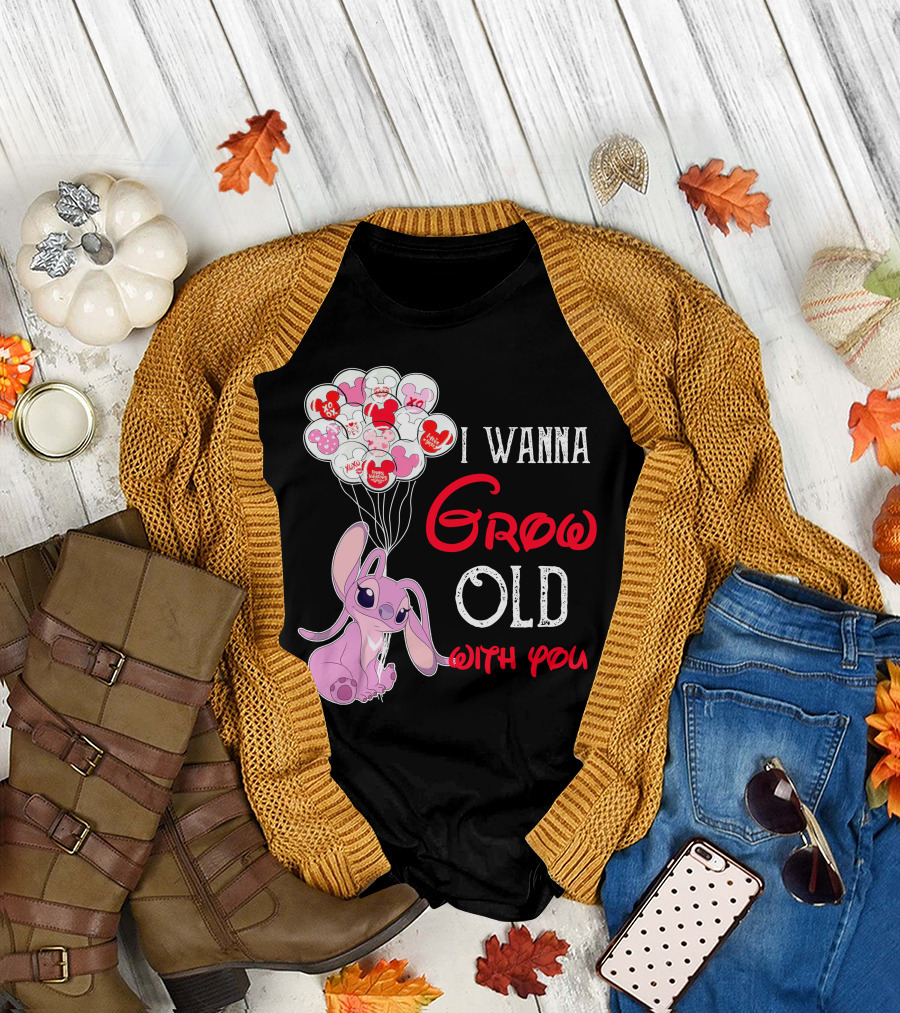 I Wanna Grow Old With You Angel Heart Balloons T-Shirt