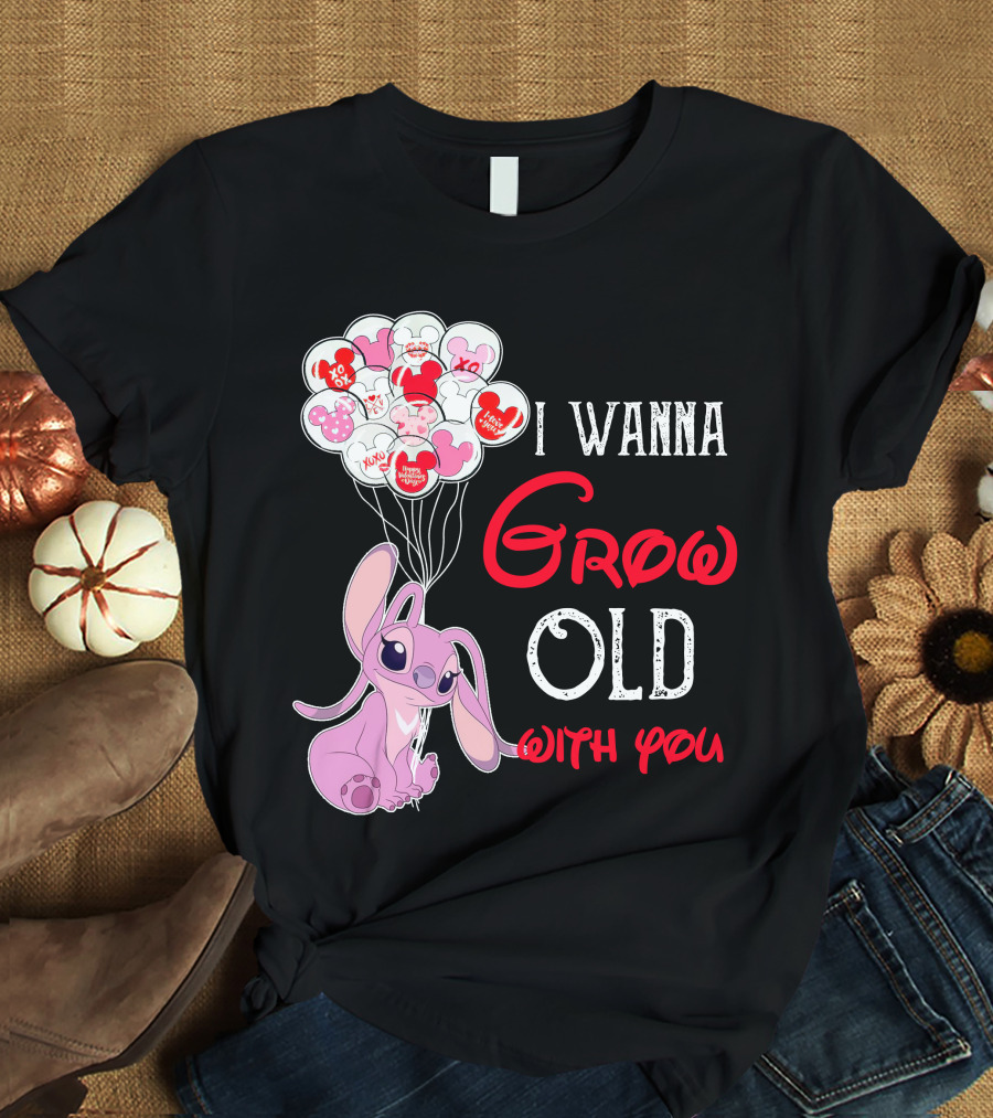 I Wanna Grow Old With You Angel Heart Balloons T-Shirt