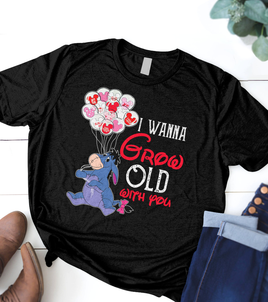 Eeyore I Wanna Grow Old With You Balloons T-Shirt