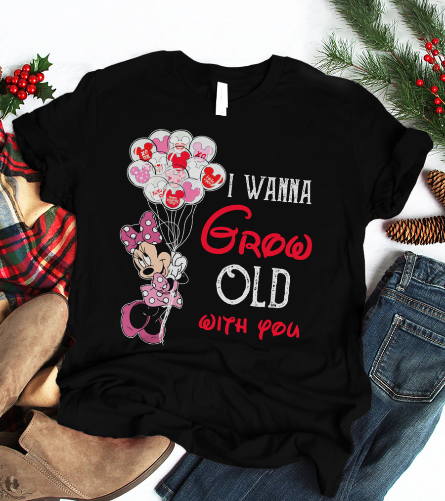 Minnie I Wanna Grow Old With You Balloons T-Shirt