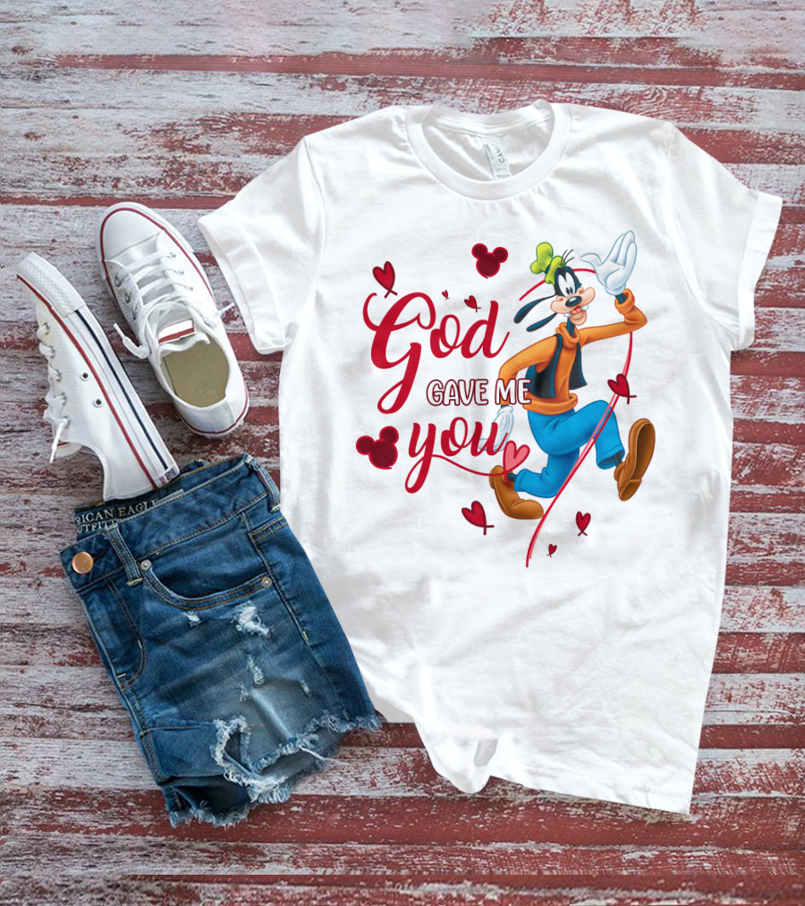 God Gave Me You Goofy Character Hearts Icons T-Shirt