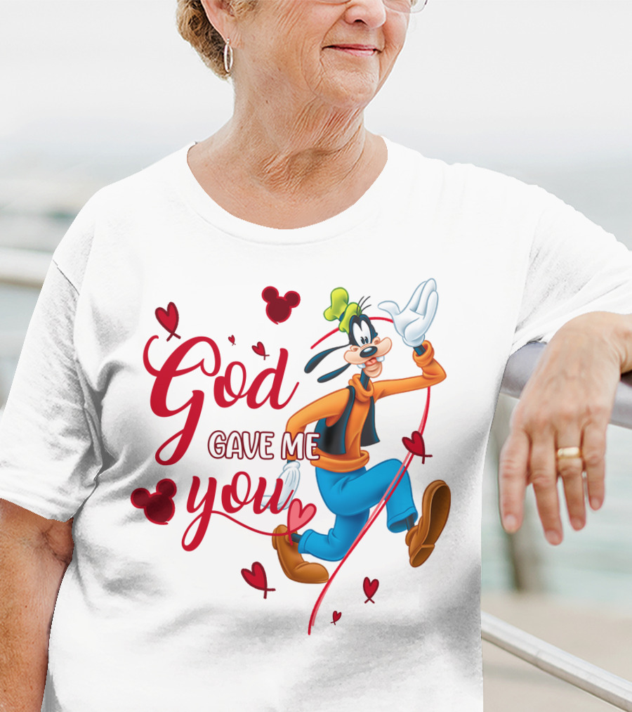 God Gave Me You Goofy Character Hearts Icons T-Shirt