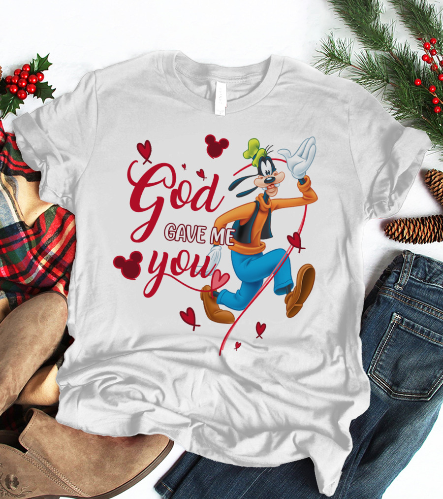 God Gave Me You Goofy Character Hearts Icons T-Shirt