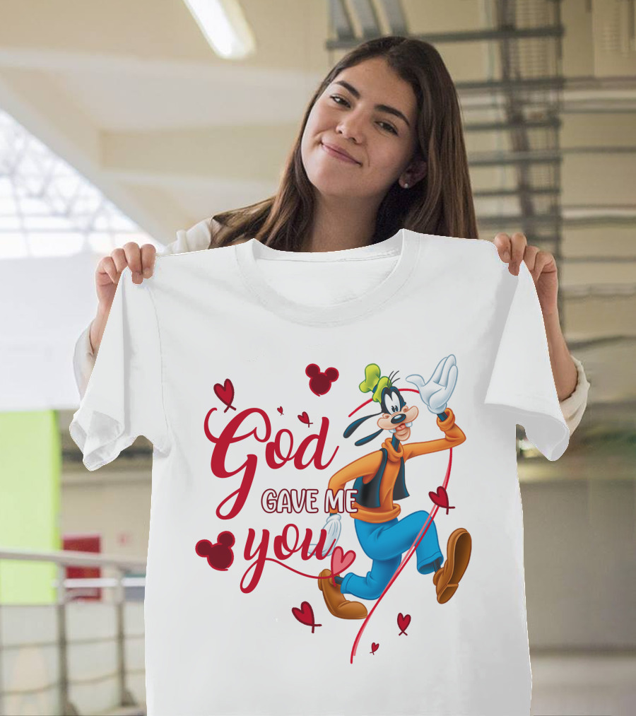 God Gave Me You Goofy Character Hearts Icons T-Shirt