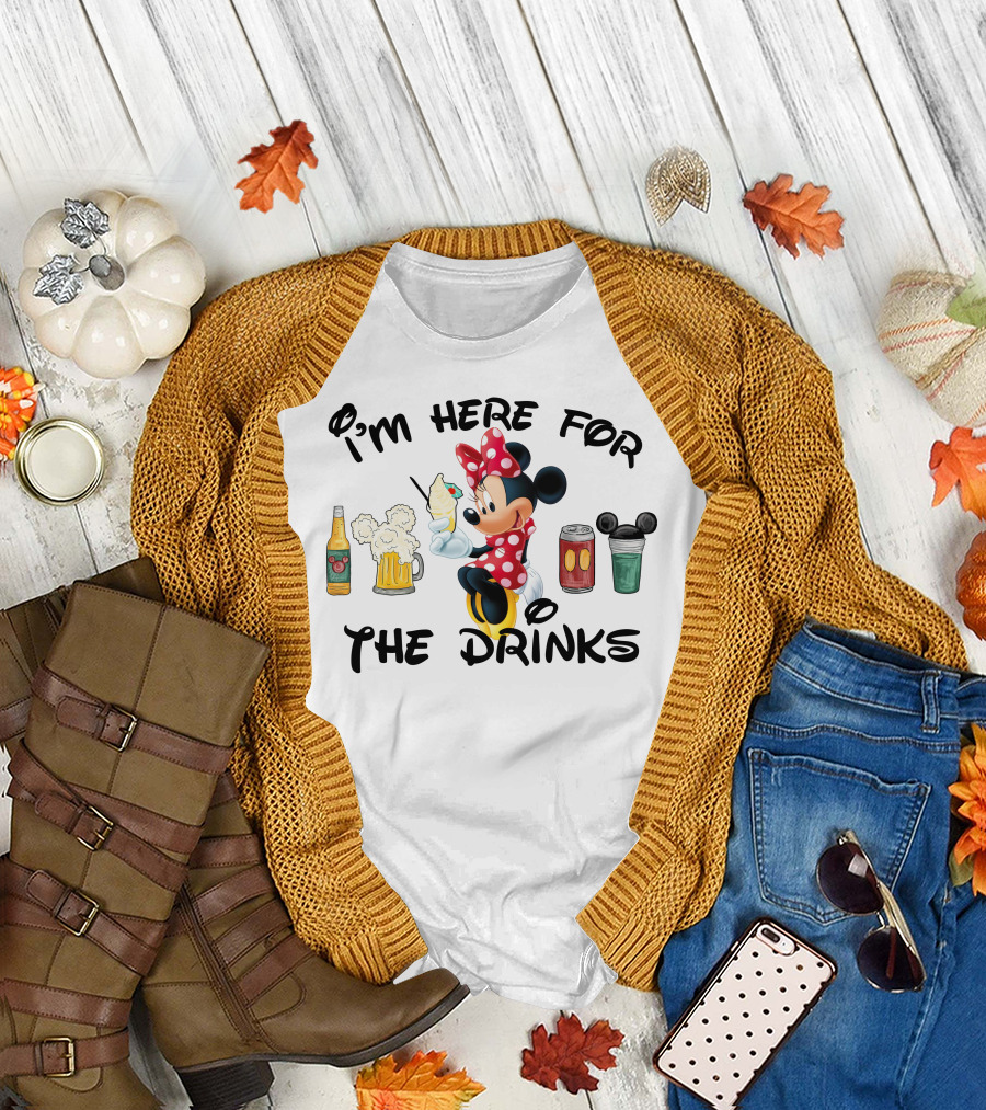 I'm Here For The Drinks Minnie Mouse T-Shirt